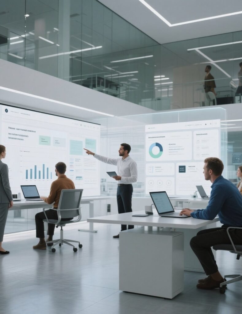 jimeng 2025 07 07 8130 a modern, high tech office space inspire...